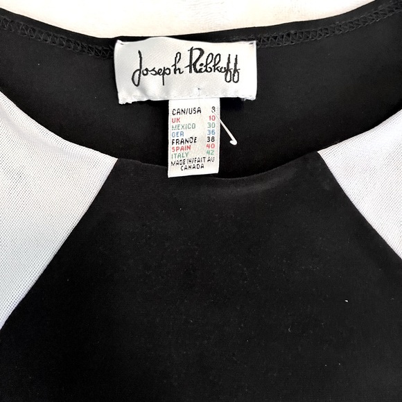 NEW NWT JOSEPH RIBKOFF WOMEN’S SHEER LONG SLEEVE BLACK & WHITE TOP - Picture 4 of 5